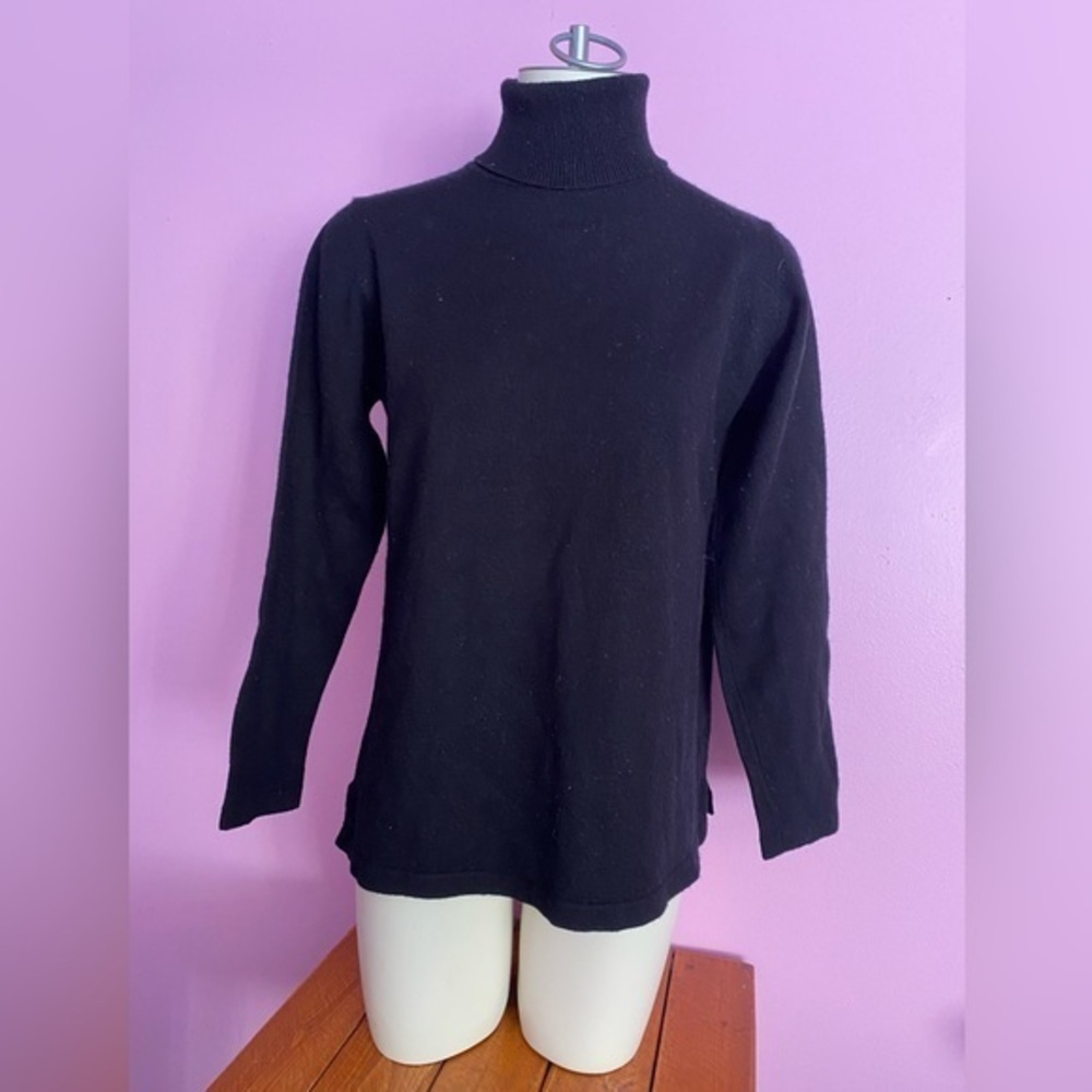 Black Maternity Wool Turtleneck Sweater